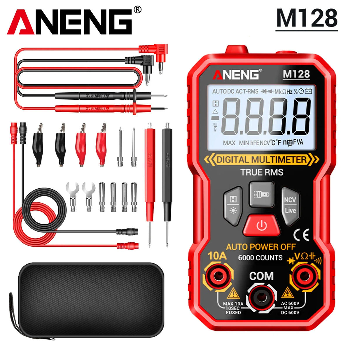 Multifunction Mini Multimeter 6000 Count AC/DC Voltage Current Resistance NCV Tester