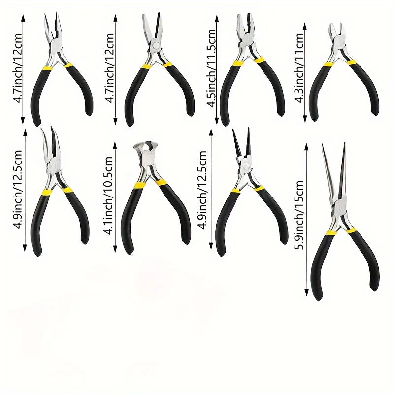 8 Piece Steel Pliers Set Includes Round Needle Pliers Top Scissors Wire Cutters For Indoor And Outdoor Repair Works