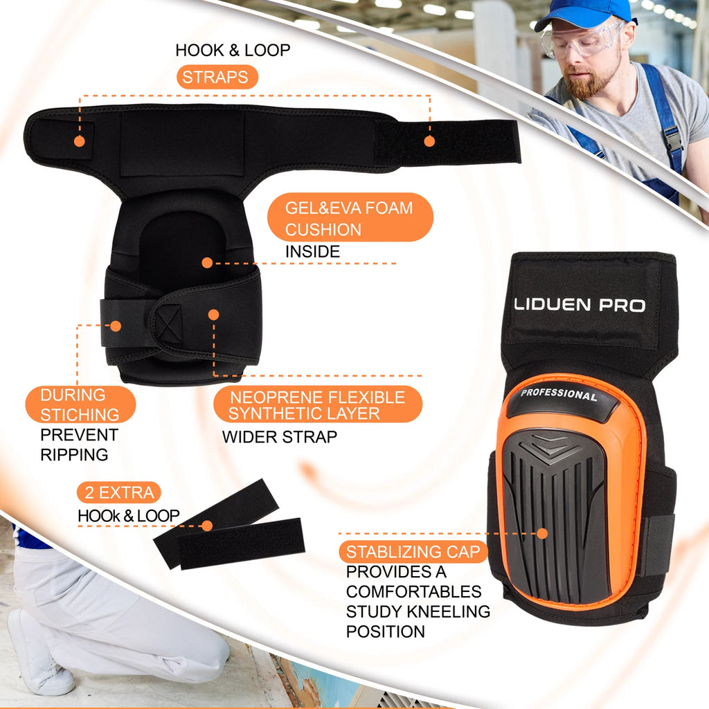 Knee Pads for Work,Gardening and Construction with Non-Slip Heavt Duty Cap,Thick Foam Padding,Gel Cushion