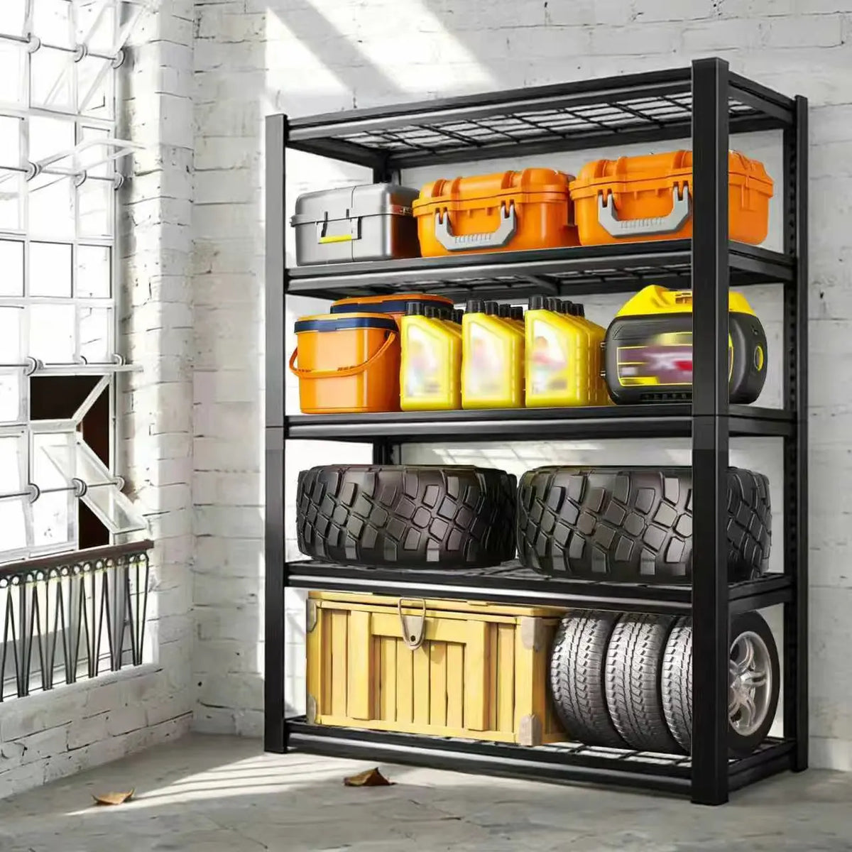 72" Adjustable Metal Double-Layer Utility Shelving Rack