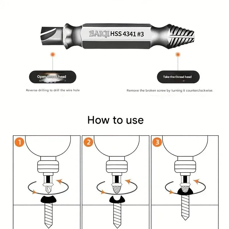 Screw Extractor Drill Bit Set - Removes Stripped Bolts - image 3