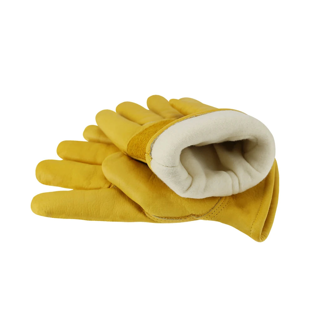 Insulated Winter Leather Work Gloves – Warm Thermal Lining