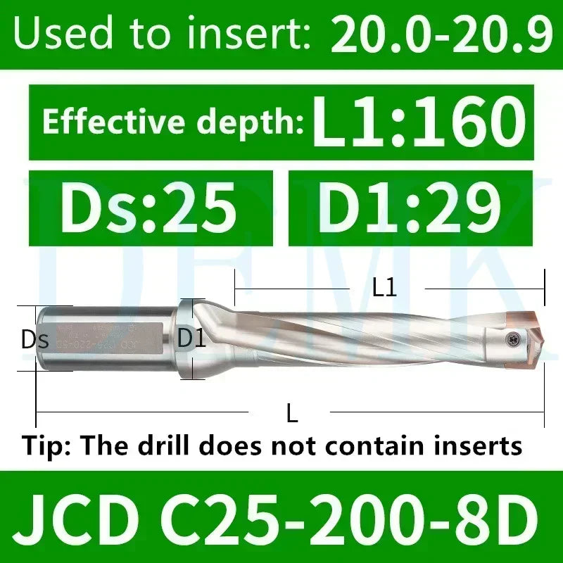 Indexable U Drill with Internal Cooling, 3D-10D, 10-25mm Diameter