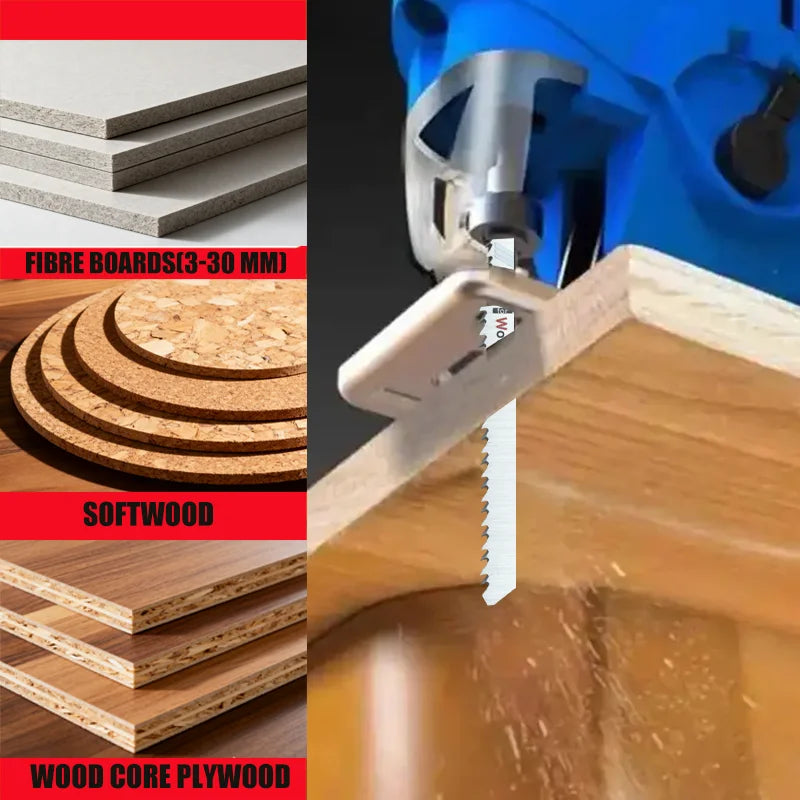 5-Piece T-Shank Jigsaw Blade Set – Assorted Wood Cutting Blades