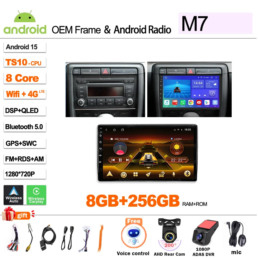 Android 16 9'' Car Radio for Audi A4/S4/RS4 2002-2009 CarPlay - image 13