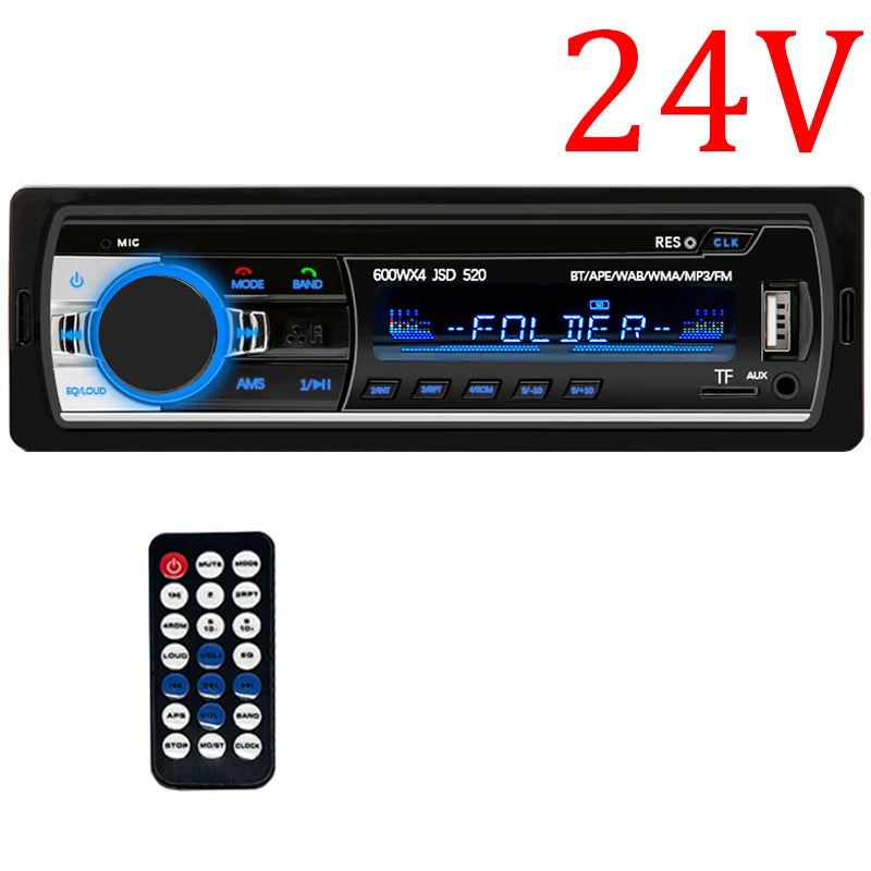 Single DIN Car Stereo with Bluetooth, FM Radio, USB & AUX Input