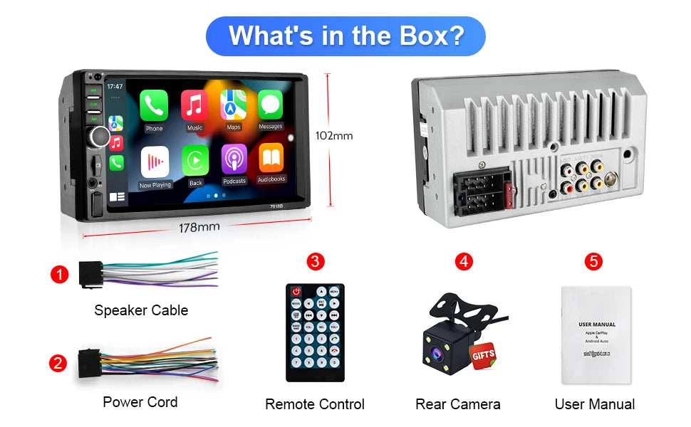 7-Inch Wireless CarPlay and Android Auto Car Stereo with Backup Camera Input