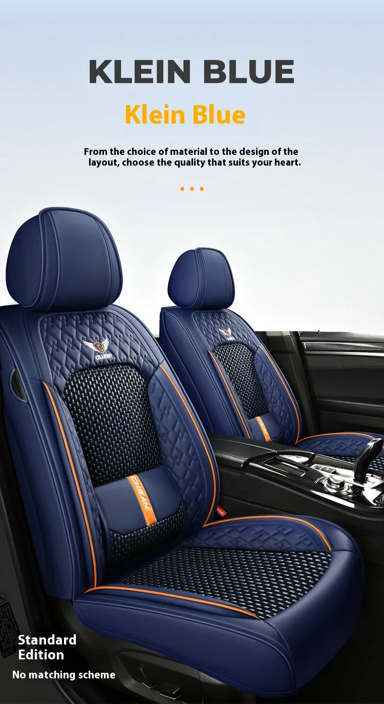5-Seat Synthetic Leather Car Seat Cover Set with Lumbar Support