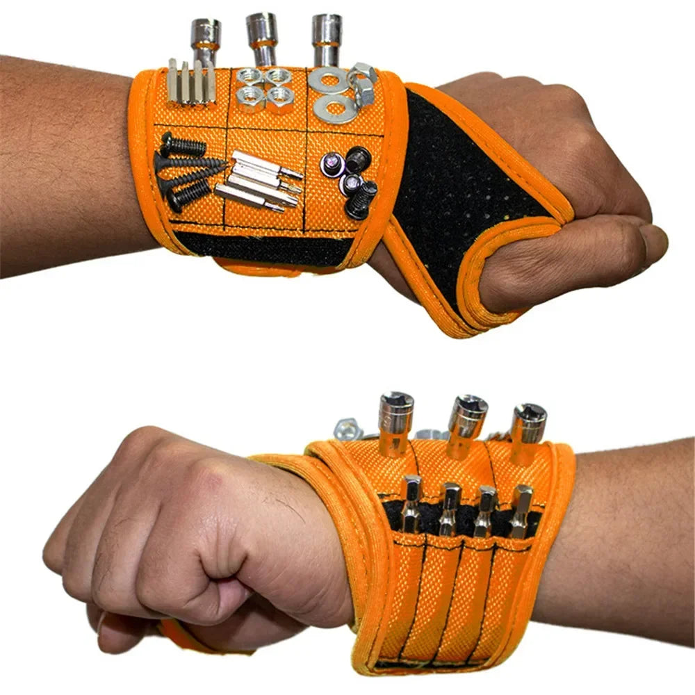 Magnetic Wristband with Strong Magnets Holds Magnetic Bracelet Screw Nails Drill Bit Tool Storage Holder Wrist for Electrician