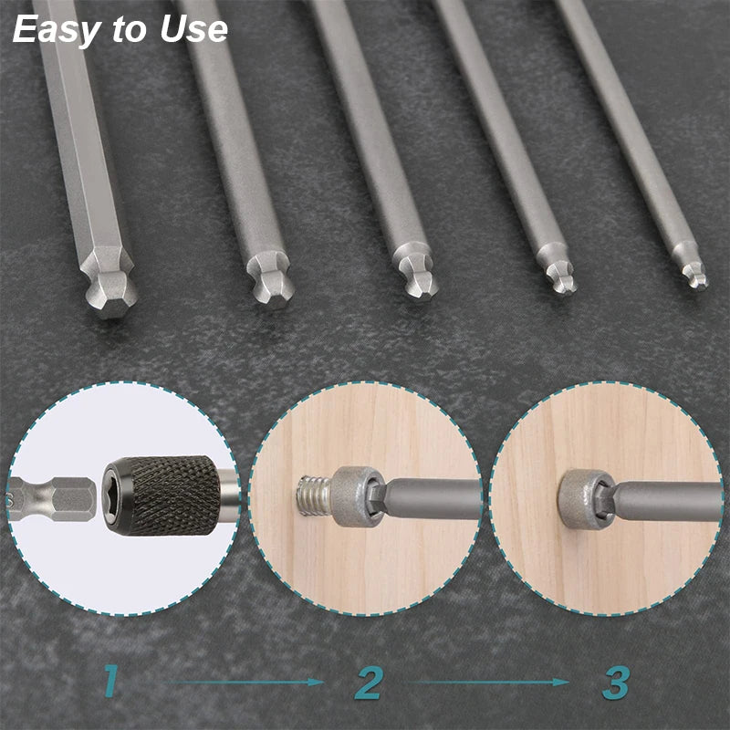 Ball End Hex Screwdriver Bit Set - Magnetic Allen Wrench Bits - image 8