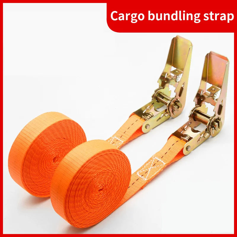 Heavy-Duty Car and Truck Front Cargo Ratchet Strap with Metal Buckle Adjustable