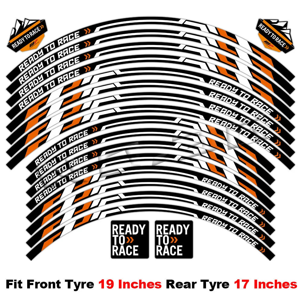 Reflective Motorcycle Rim Decal Stripe, 17-21 Inch Wheels