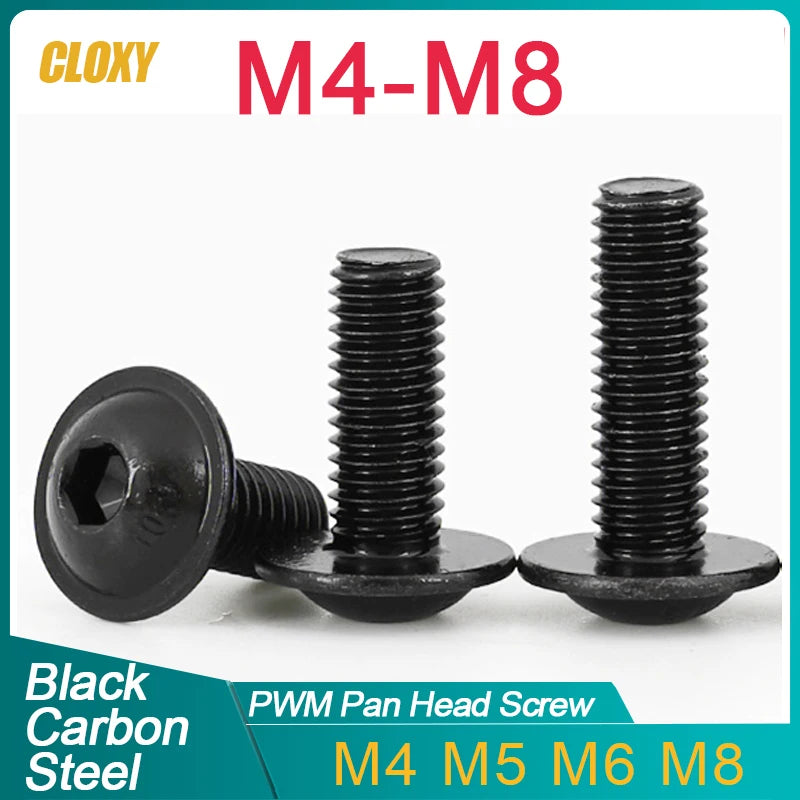 Grade 10.9 Black Button Head Hex Socket Bolts, M4 to M8