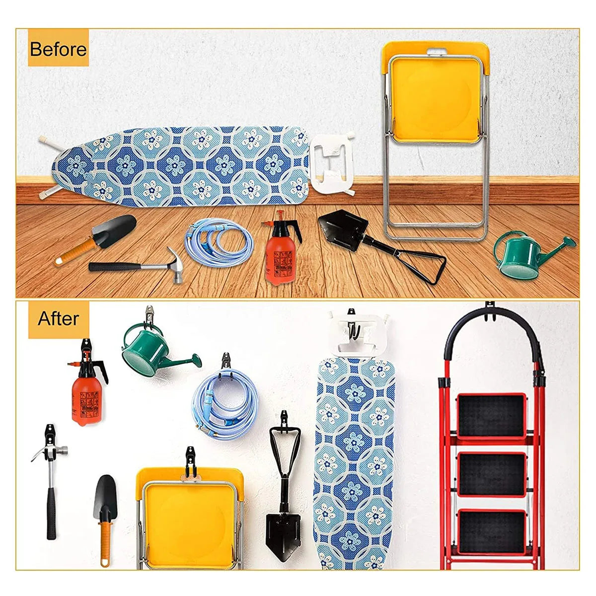Garage Utility Hooks – Garden Tool Wall Organizer
