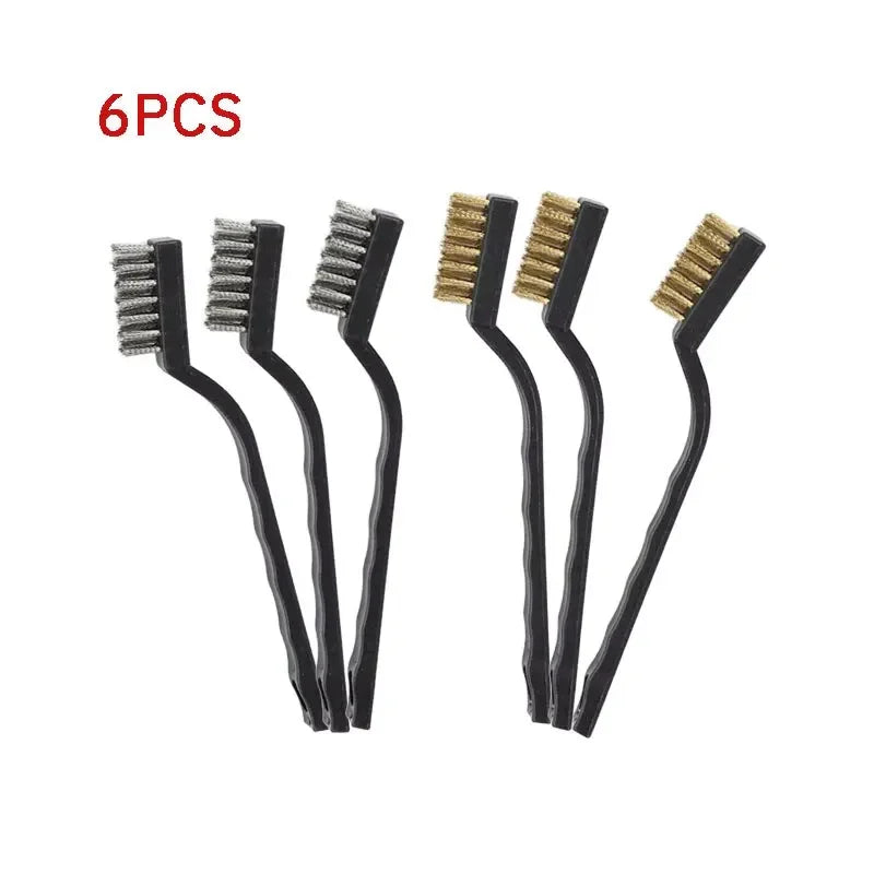 Industrial Mini Copper & Steel Wire Brush Set, 6/12 Pack