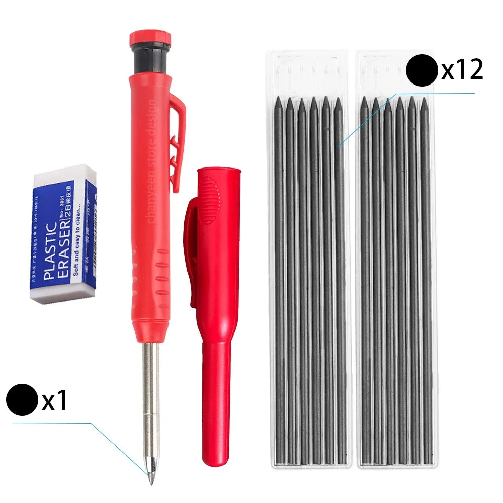 3-Color Carpenter Pencil Set with Sharpener & Refills - image 16