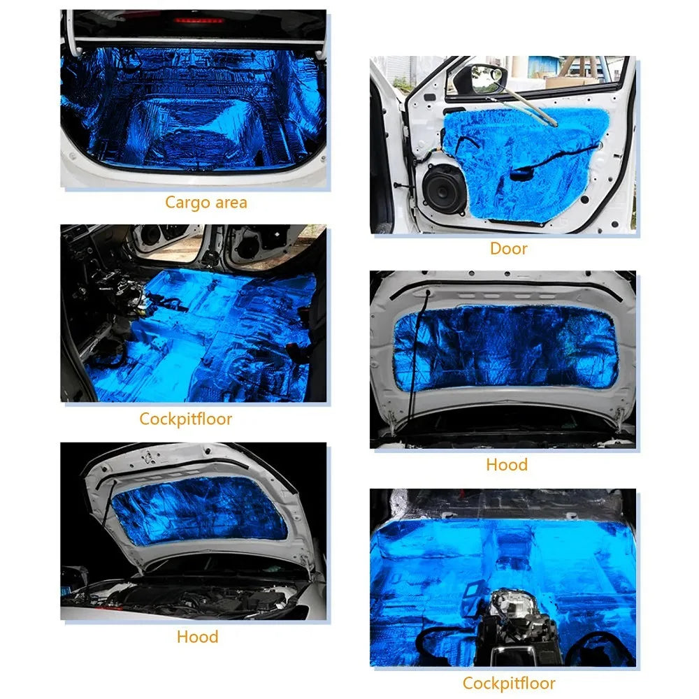 Aluminium foil insulation pads, self adhesive car hood heat and sound shield