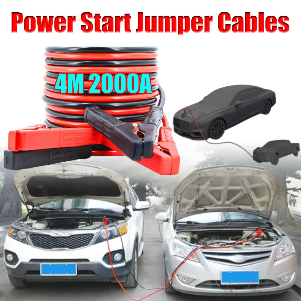 Heavy Duty Jumper Cables 2000A 4M Car Battery Booster Cables For Cars Trucks SUVs Vans Emergency Jump Start Alligator Clips