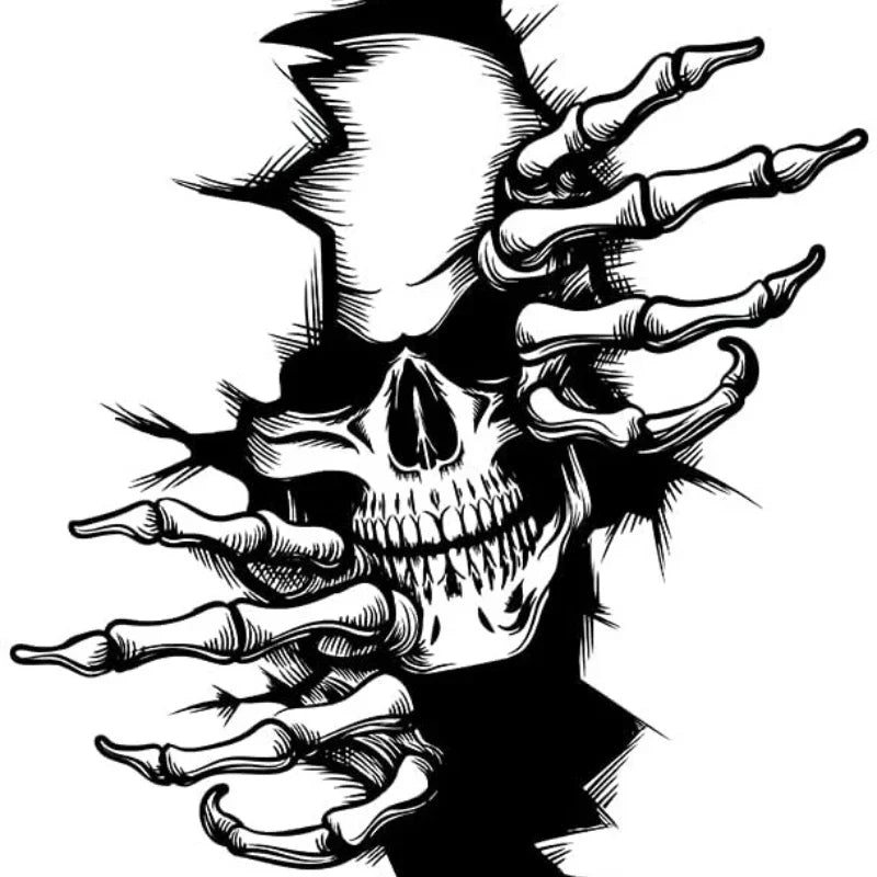 15cm Horror Skeleton Motorcycle Sticker, Waterproof PVC Decal