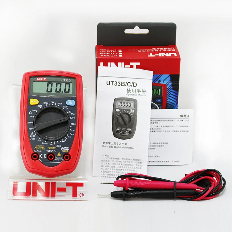 UNI-T UT33D Pocket Multimeter Digital Professional AC DC Ammeter Voltmeter Resistance Tester Multi Meter
