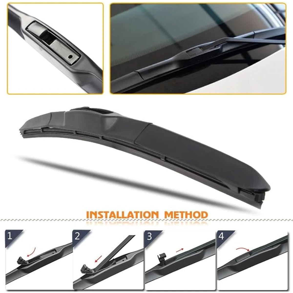 Universal Frameless Windshield Wiper Blade for J/U Hook Arms