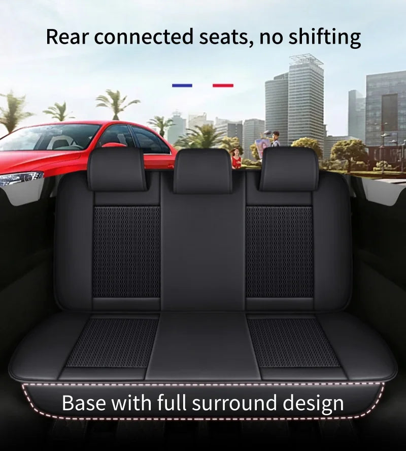 7-Seater, Luxurious Ice Silk/PU Leather Car Seat Cover, Suitable for All Seasons, High-End Car Interior Package, Suitable for Various MPV 7-Seater Seven Head Hat Styles, Comfortable, Breathable and Wear-Resistant, Enhancing Y