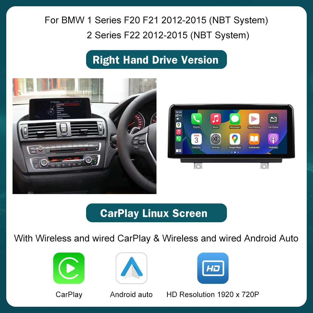Wireless CarPlay & Android Auto Display for BMW Series 1-4 - image 9
