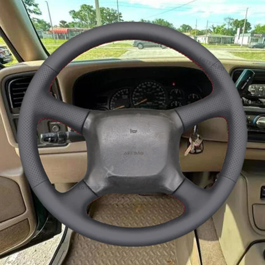 Black Faux Leather Steering Wheel Cover for Chevy/GMC Trucks & SUVs - image 4