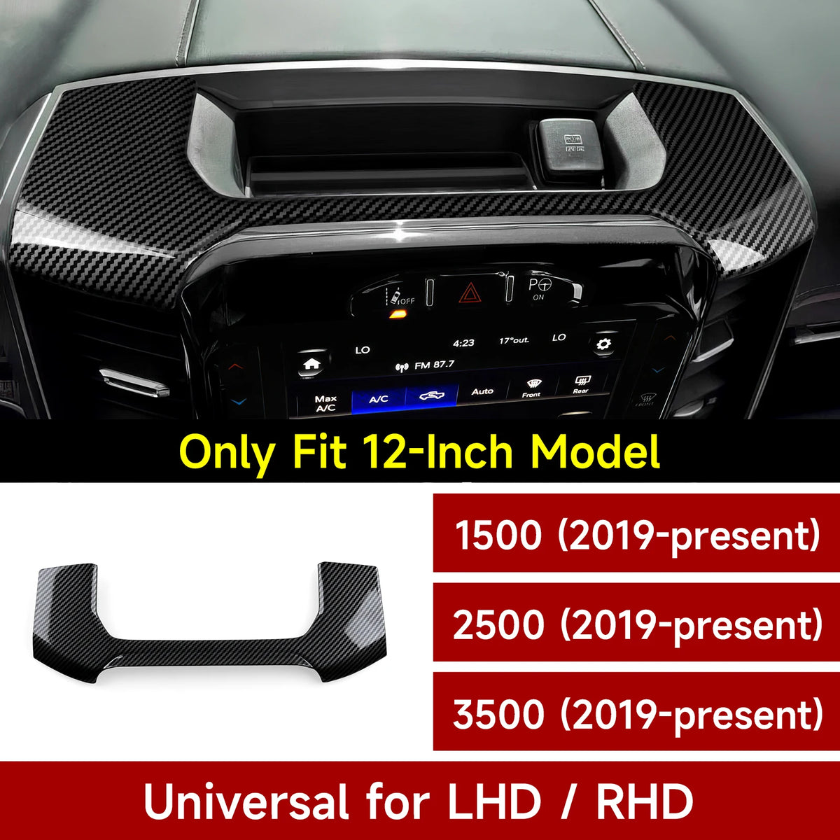 Carbon Fiber Gear Shift Panel Cover for Dodge RAM 2019-2026 - image 18