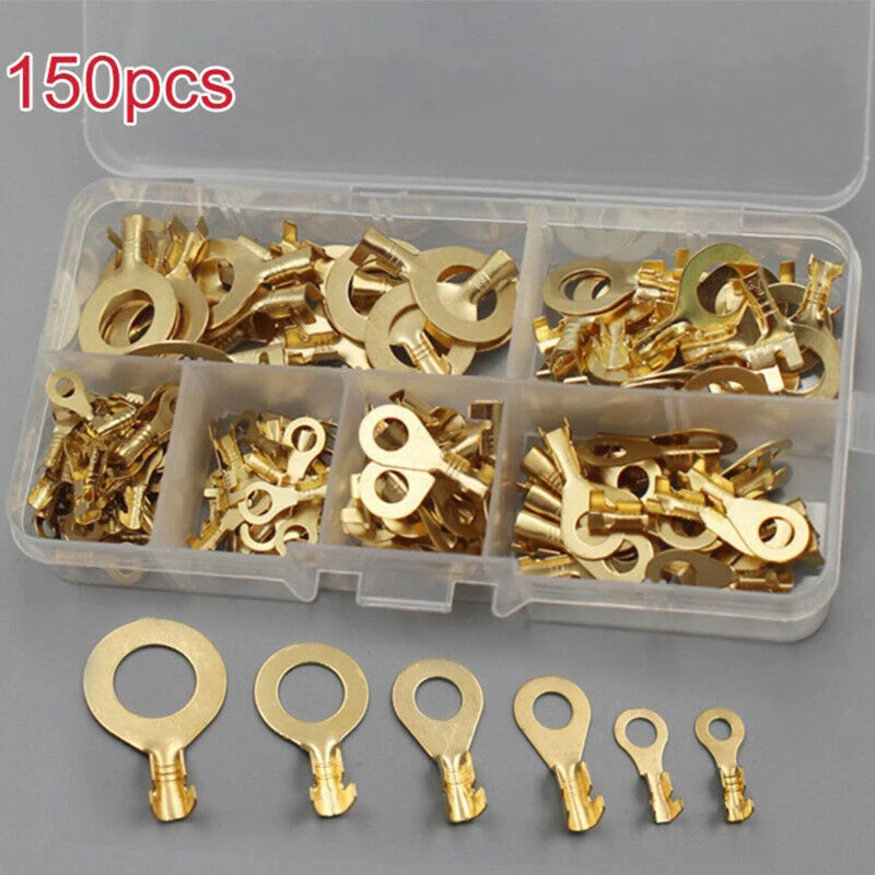 Non-insulated M3 M4 M5 M6 M8 M10 Ring Lug Copper Crimp Terminal Assortment Kit