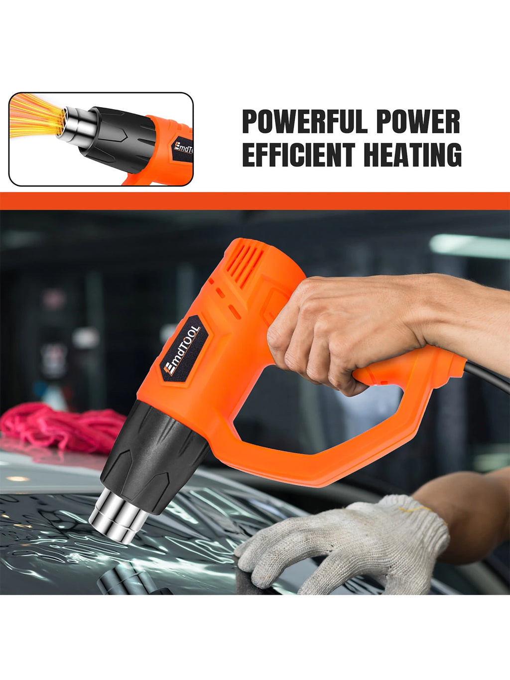 2000W Heavy Duty Heat Gun, 140-1112°F Variable Temperature with 4 Nozzles for DIY and Welding