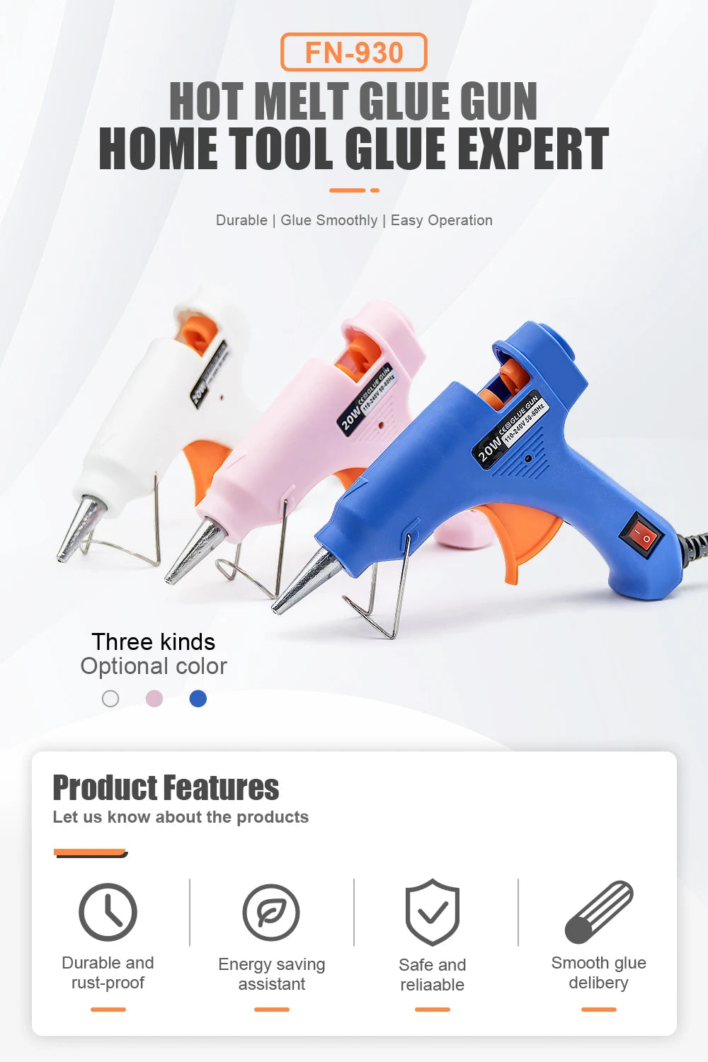 Mini Hot Melt Glue Gun 20W with 20x 7mm Glue Sticks DIY Repair Tool - image 8