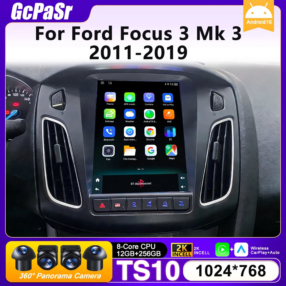 9.7" Android 12 Car Stereo for Ford Focus/Escape with CarPlay GPS