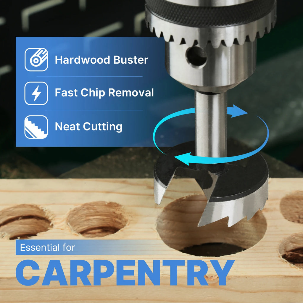 Versery 1Pc 6mm-100mm Forstner Woodworking Tools Hole Saw Hinge Boring Drill Bits Round Shank High Carbon Steel Cutter