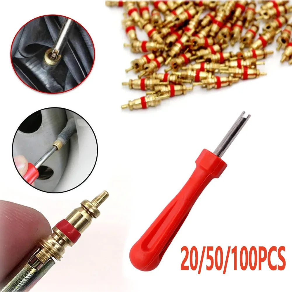21/51/101 Pcs Set Valve Core Wrench Screw Driver Multifunctional Tire Valve Stem Tool Tyre Nipple Core Removal Inser