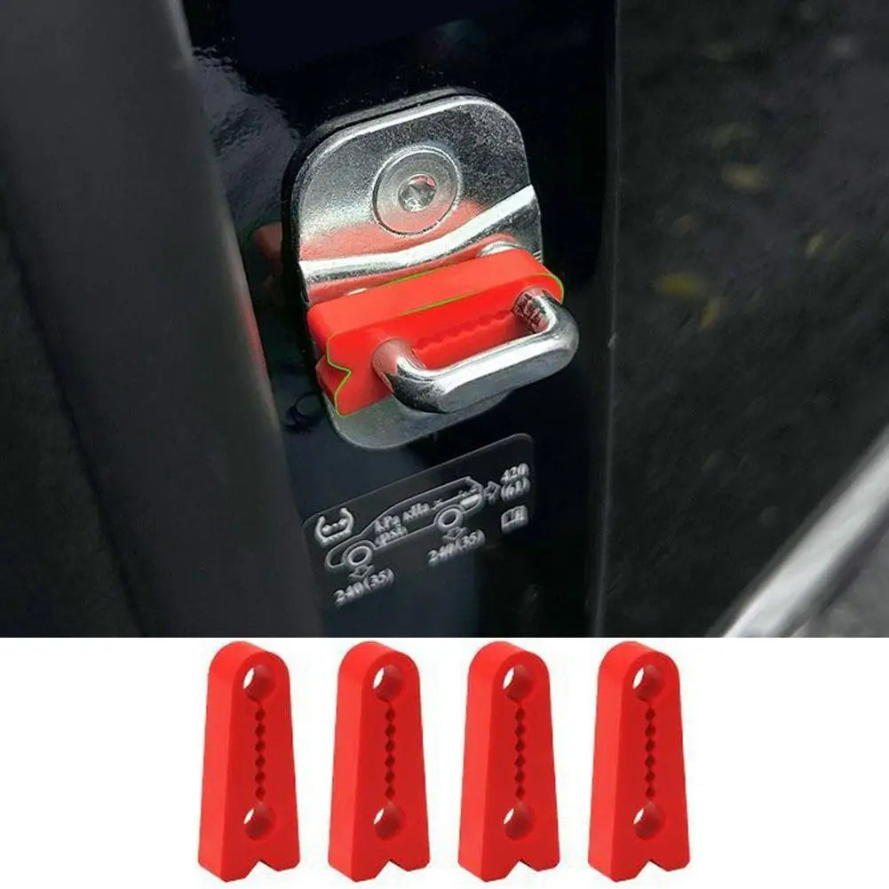 4-Piece Silicone Car Door Lock Latch Covers, Noise Reduction Shock Pads