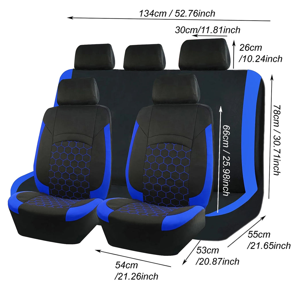 Breathable 9-Piece Car Seat Cover Set for 5 Seats