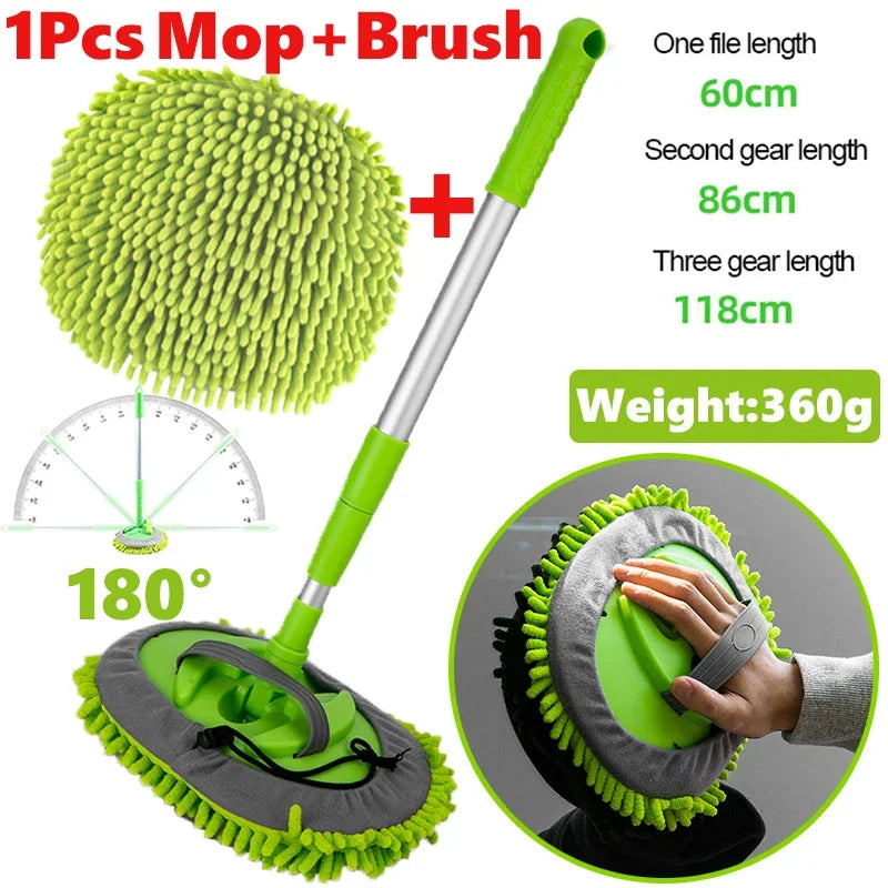 2-in-1 Telescoping Car Wash Mop and Chenille Wash Mitt