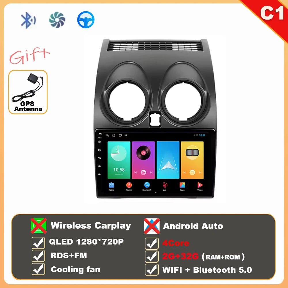 9" Wireless CarPlay Android Auto Stereo for Nissan Qashqai J10 - image 7