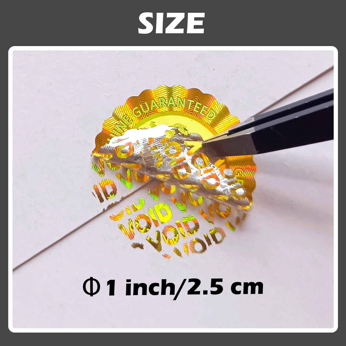 Holographic Tamper-Evident Seal Stickers with Crown Pattern