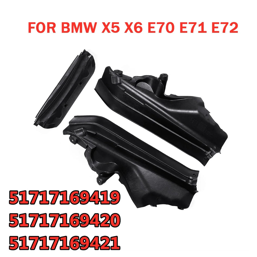 3pc Black Engine Bay Partition Panel Set for BMW X5 and X6 E70 E71
