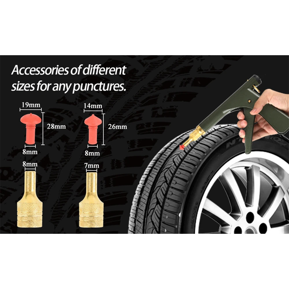 Heavy Duty Tubeless Tire Repair Kit with Plug Gun for Car Motorcycle - image 5
