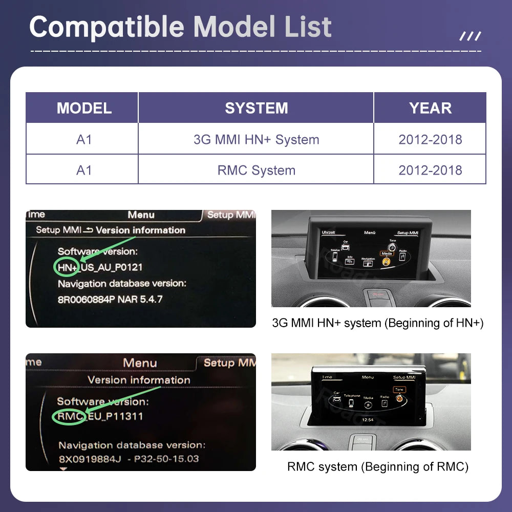 12.3" Touch Screen Multimedia Upgrade for Audi A1 2012-2018 - image 2