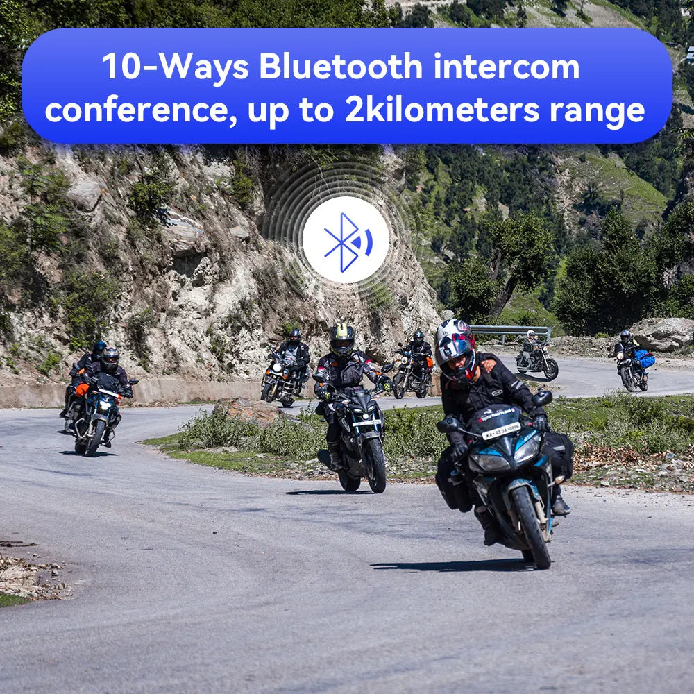 Lexin GTX Motorcycle Bluetooth Intercom, 10 Riders 2000m - image 2