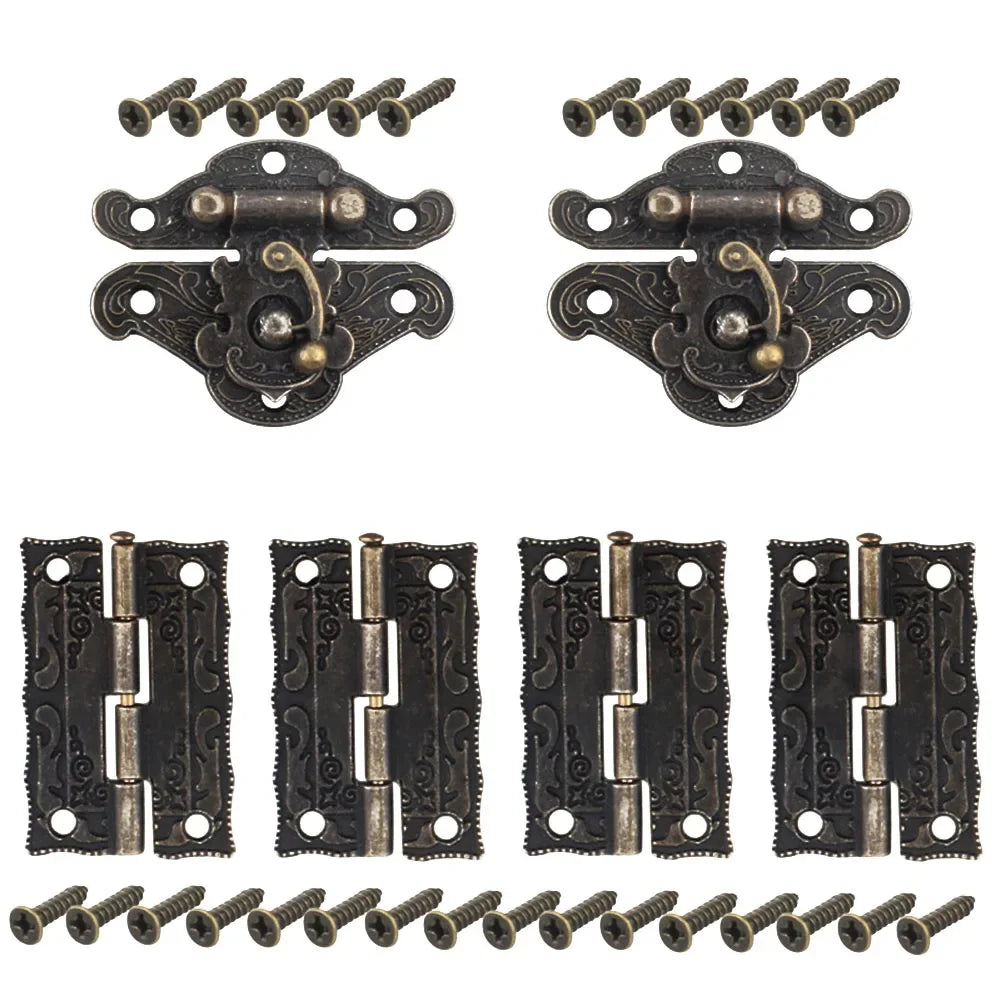 6-Piece Antique Bronze Cabinet Door Hinges with Screws