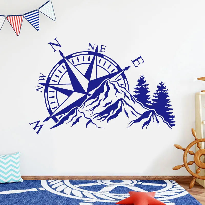 Compass Rose and Mountain Vinyl Decals for Car, Trailer and Wall - view 10
