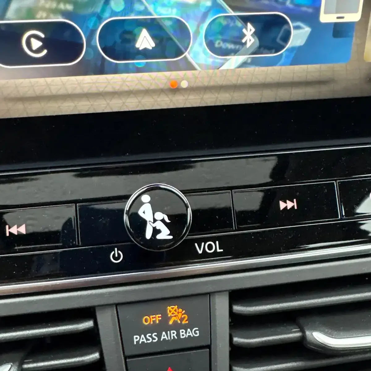 Funny Vinyl Button Stickers for Car Interior, 2-Piece
