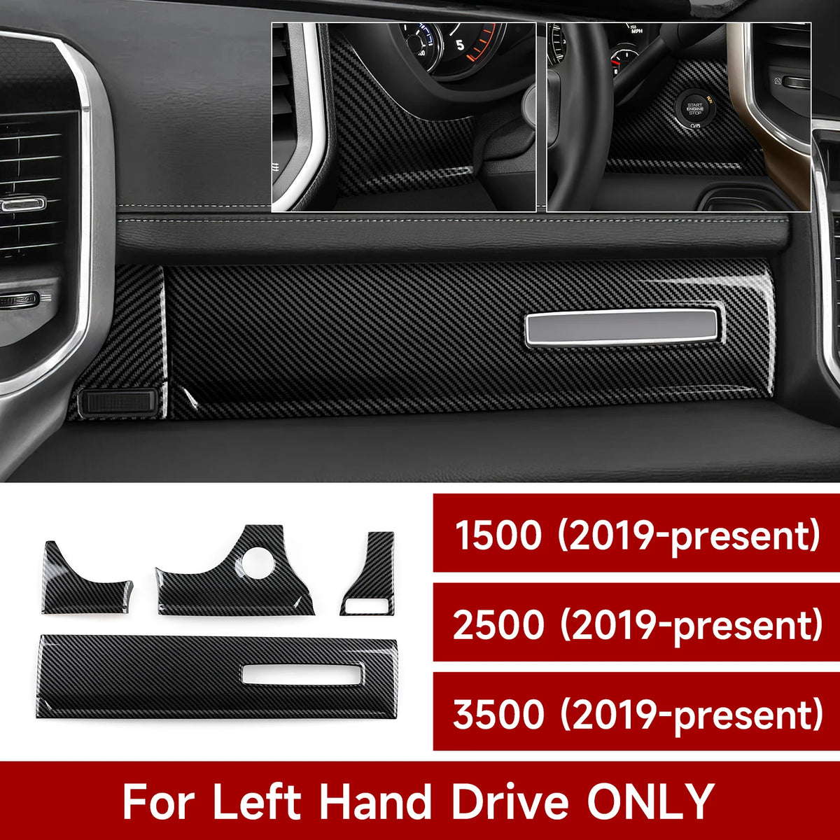 Carbon Fiber Gear Shift Panel Cover for Dodge RAM 2019-2026 - image 19
