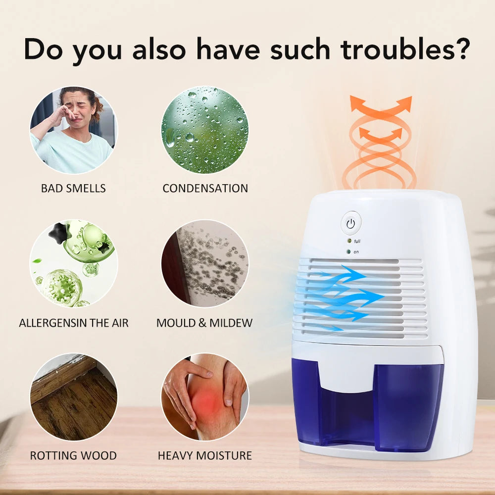 USB portable dehumidifier 500ml for bathroom and closet damp and mould control