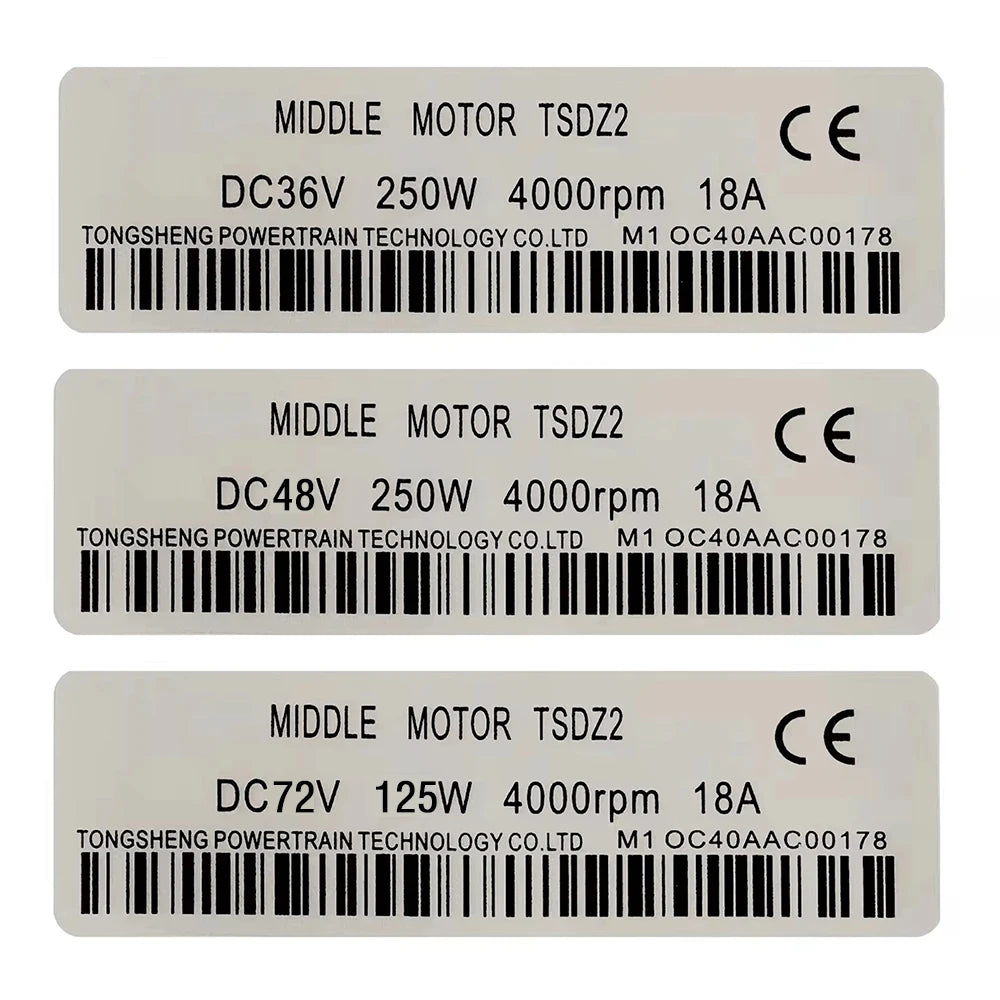 12PCS/LOT 36V/48V/52V 250W Stickers for Tongsheng Mid Motor eBike Conversion Kit Sticker for Tongsheng TSDZ2 TSDZ8